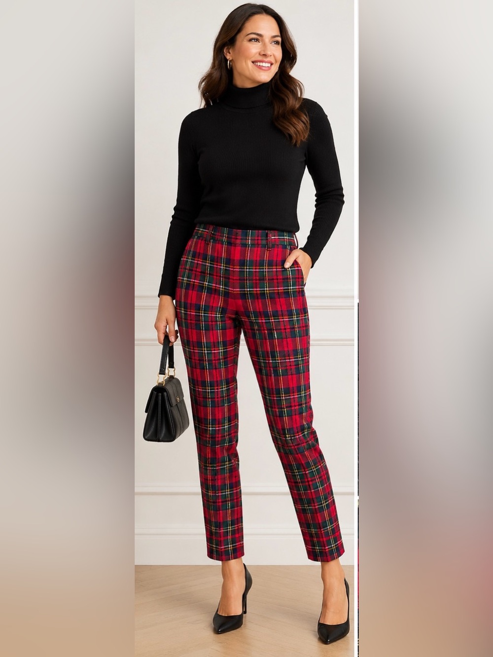 J.Crew Cameron Pants Size 4 Red Tartan Plaid Wool Blend Cropped Ankle Holiday